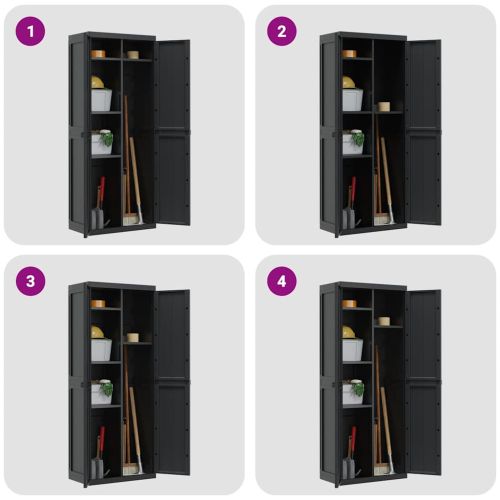 Външен шкаф за съхранение, черен, 65x37x165 см, PP