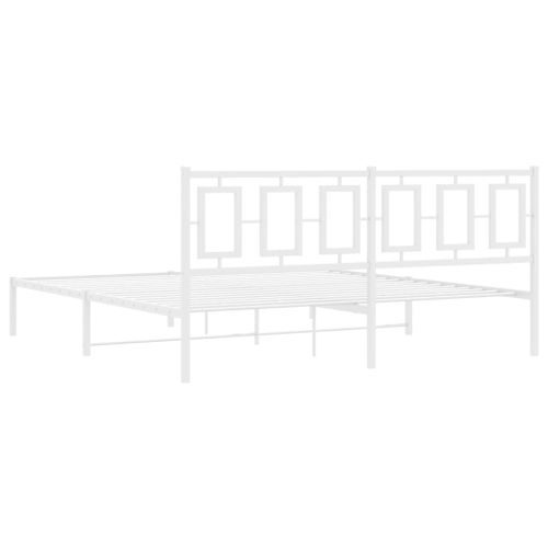 Метална рамка за легло с горна табла, бяла, 180x200 см