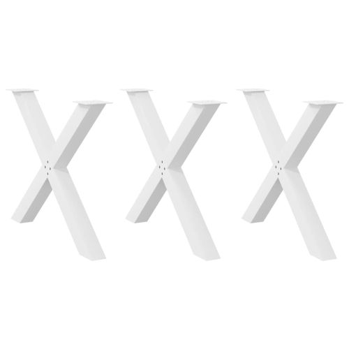 Крака за трапезна маса, X-образни, 3 бр., бели, 90 x (72-73) см, стомана