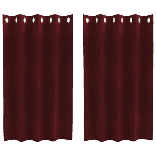 Затъмняващи завеси 2 pcs Виненочервен 140 x 140 cm Кадифе