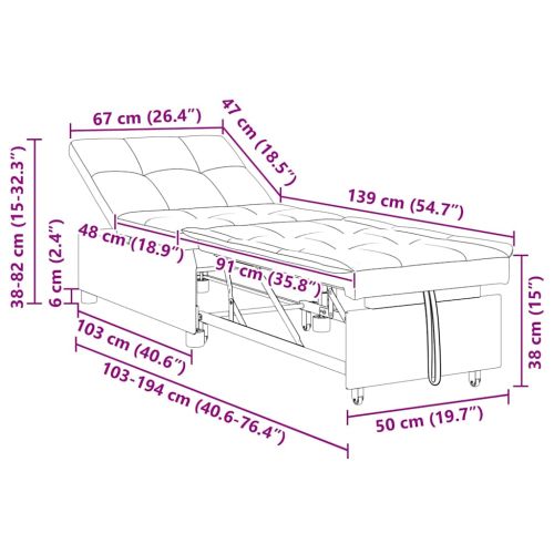 Диван легло Светло зелено 194 x 67 x 82 см Кадифе