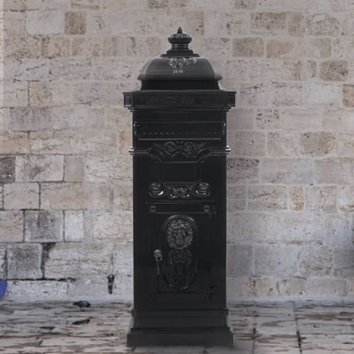 Алуминиева пощенска кутия стълб винтидж стил неръждаема черна