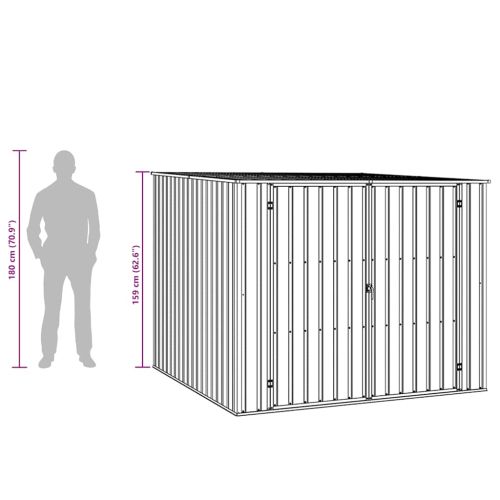 Градинска барака, кафява, 195x198x159 см, поцинкована стомана