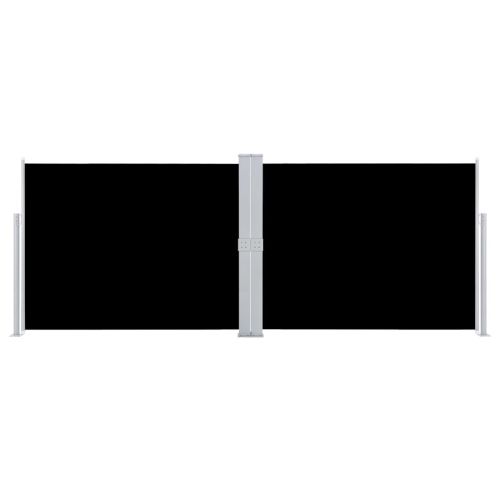 Прибираща се странична тента, черна, 140x1000 см