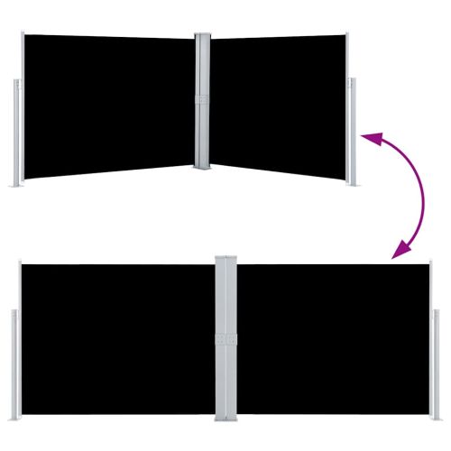 Прибираща се странична тента, черна, 140x1000 см