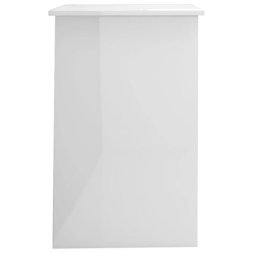 Бюро, бял гланц, 100x50x76 см, инженерно дърво