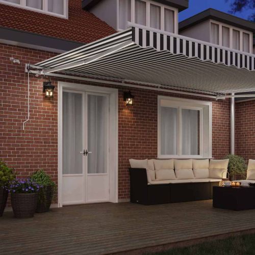 Автоматично прибираща се тента с LED антрацит и бял 500x300 см