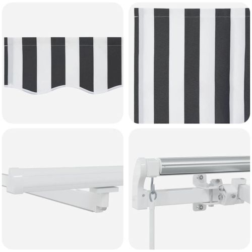 Ръчно прибираща се тента с LED, антрацит и бял, 600x300 см