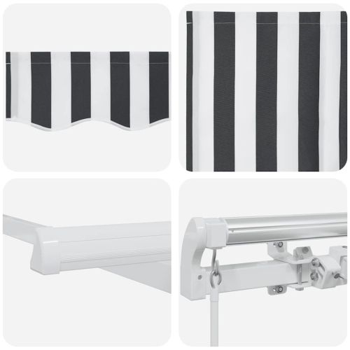 Ръчно прибираща се тента, антрацит и бял, 500x300 см