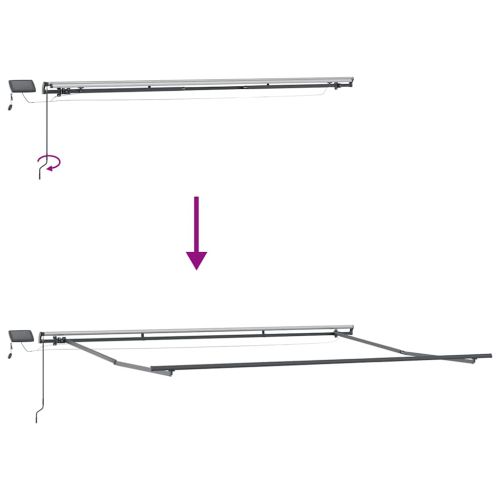 Ръчно прибираща се тента с LED, антрацит и бял, 500x350 см