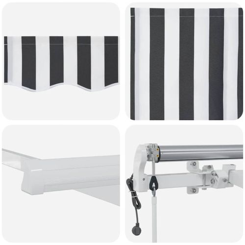 Автоматично прибираща се тента, антрацит и бял, 600x300 см