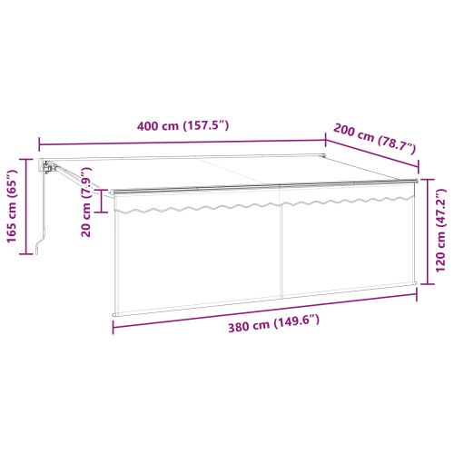 Сгъваем навес Антрацит 400 x 200 cm Полиестер и алуминий