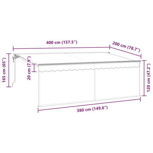 Сгъваем навес Антрацит 400 x 200 cm Полиестер и алуминий