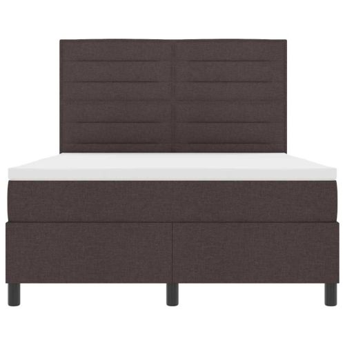 Легло с пружинирана основа Тъмен кафяв 140 x 200 cm текстил