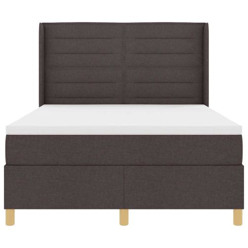 Легло с пружинирана основа Тъмен кафяв 140 x 200 cm текстил