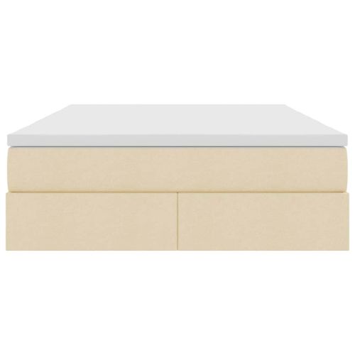 Легло с място за съхранение и матрак с матрак Крем 140 x 190 cm