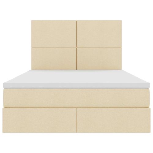 Легло с място за съхранение и LED Кремав 140 x 190 cm Полиестер