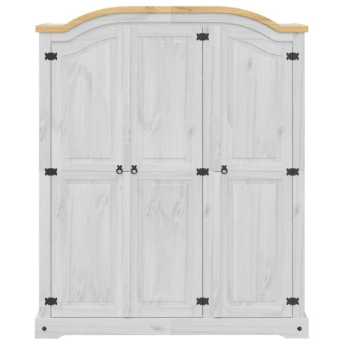 Гардероб "Corona" бял 151,5x52x186 см бор масив