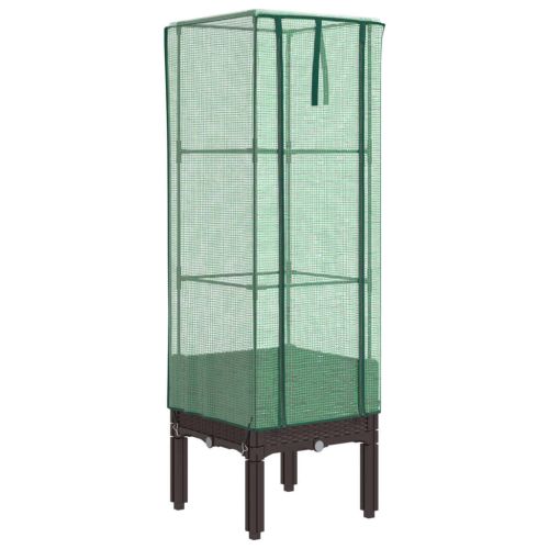 Повдигнато легло с оранжерия калъф, ратанов вид, 40x40x140 см