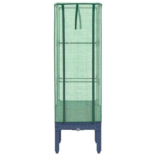 Повдигнато легло с оранжерия калъф, ратанов вид, 40x40x140 см