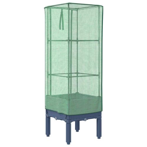 Повдигнато легло с оранжерия калъф, ратанов вид, 40x40x140 см