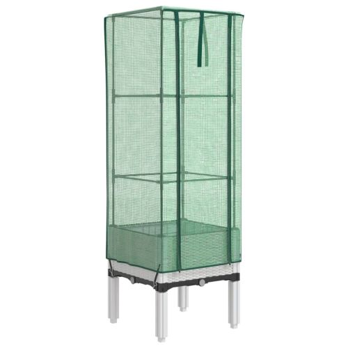 Повдигнато легло с оранжерия калъф, ратанов вид, 40x40x140 см