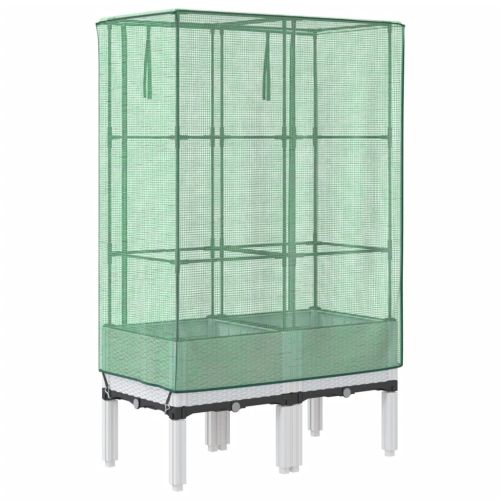 Повдигнато легло с оранжерия калъф, ратанов вид, 80x40x140 см