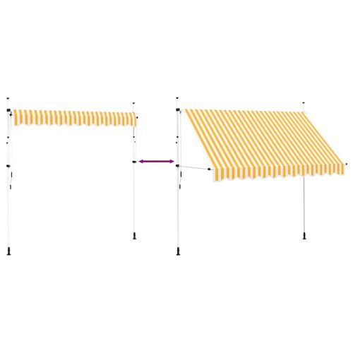 Ръчно прибиращ се сенник, 300 см, оранжеви и бели ивици