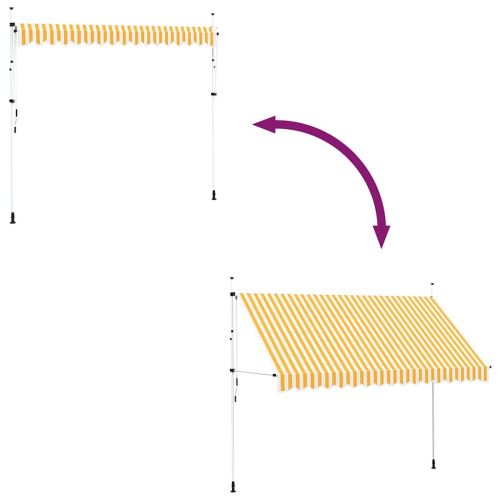 Ръчно прибиращ се сенник, 350 см, оранжеви и бели ивици