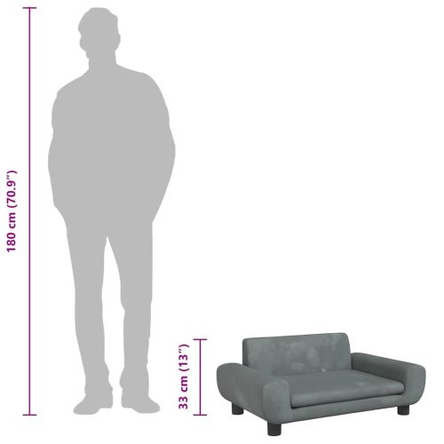 Кучешко легло тъмносиво 70x45x33 см кадифе