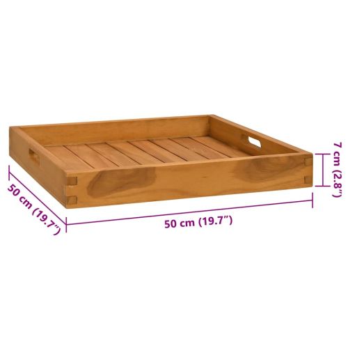 Поднос за сервиране, 50x50 см, тиково дърво масив