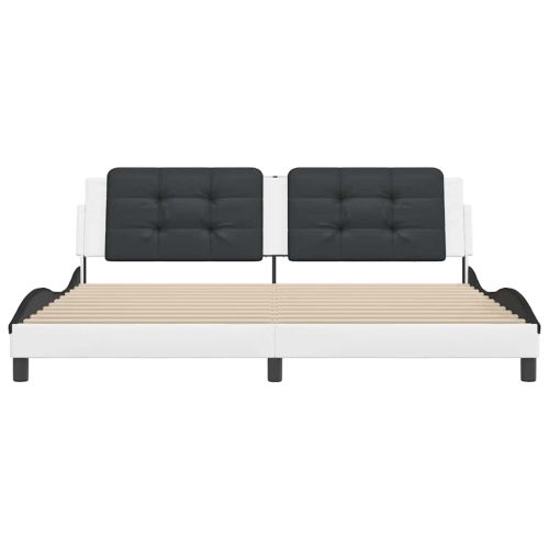 Рамка за легло без матрак Zadar, бяла, черна, 200x200см, изкуствена кожа