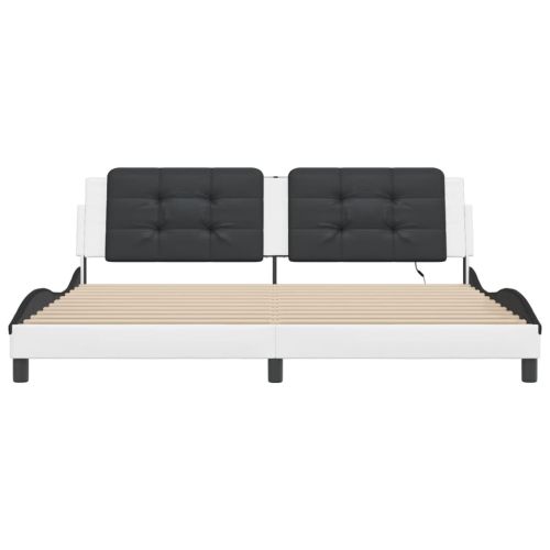 Рамка за легло с LED без матрак Zadar, бяло-черна, 200x200 см