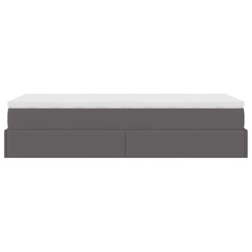 Османска легло с матрак, сиво, 100x200 см, изкуствена кожа