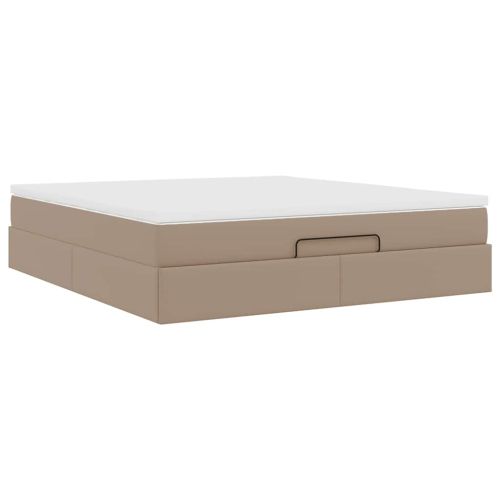 Османска легло с матрак, капучино, 180x200 см, изкуствена кожа