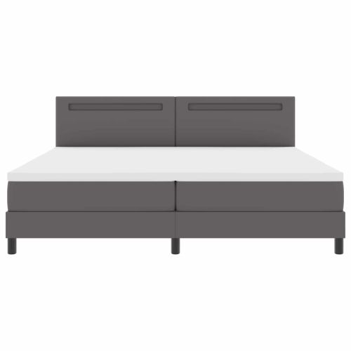 Легло с пружинирана основа с матрак Сив 200 x 200 cm Изкуствена