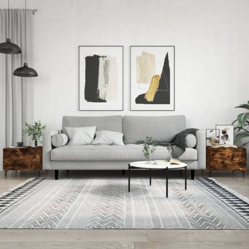 Кафе маси, 2 бр, опушен дъб, 50x50x40 см, инженерно дърво