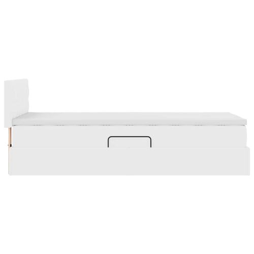Легло с място за съхранение и LED с LED Чисто бяло 100 x 200 cm