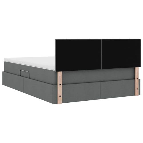 Легло с място за съхранение и LED с LED Тъмен сив 140 x 200 cm