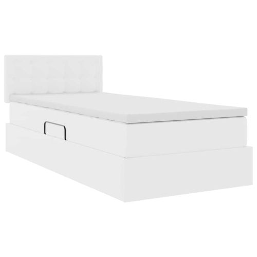 Легло с място за съхранение и матрак Чисто бяло 100 x 200 cm