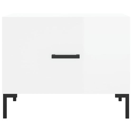 Кафе маси, 2 бр, Бял гланц, 50x50x40 см, инженерно дърво