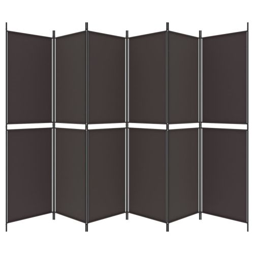 Параван за стая, 6 панела, кафяв, 300x200 см, плат