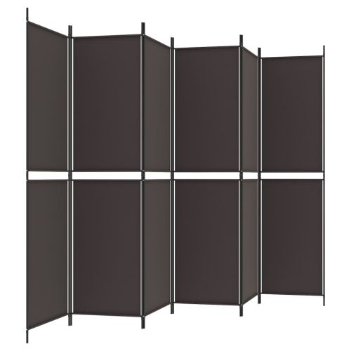 Параван за стая, 6 панела, кафяв, 300x200 см, плат
