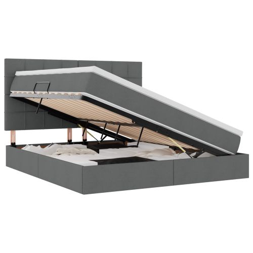 Легло с място за съхранение и LED с LED Тъмен сив 180 x 200 cm