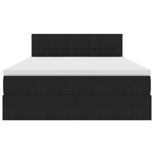 Легло с място за съхранение и LED Черно 140 x 200 cm Кадифе