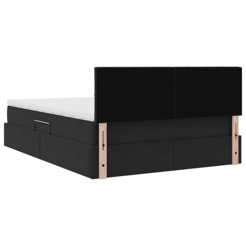 Легло с място за съхранение и LED Черно 140 x 200 cm Кадифе