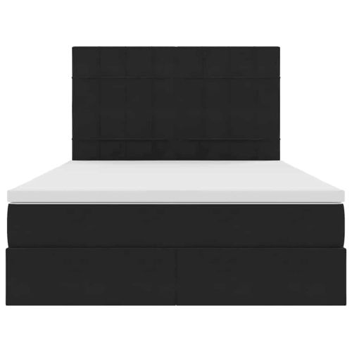 Легло с място за съхранение и LED Черно 140 x 200 cm Кадифе