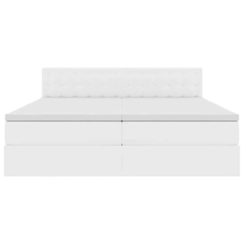 Легло с място за съхранение Чисто бяло 200 x 200 cm Изкуствена