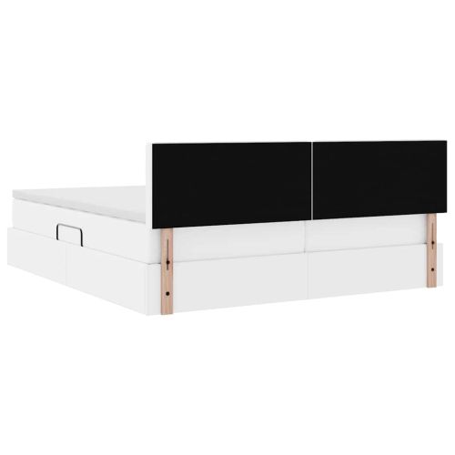 Легло с място за съхранение Чисто бяло 200 x 200 cm Изкуствена