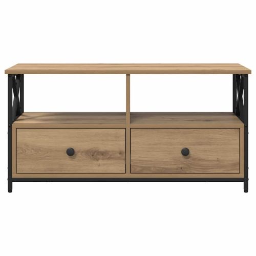 ТВ шкаф Дъб 90 x 33 x 45 см Инженерна дървесина и стомана